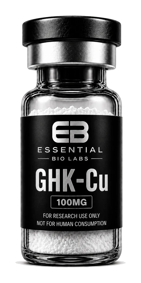 Essential Bio Labs GHK-Cu 100mg research vial, lyophilized powder