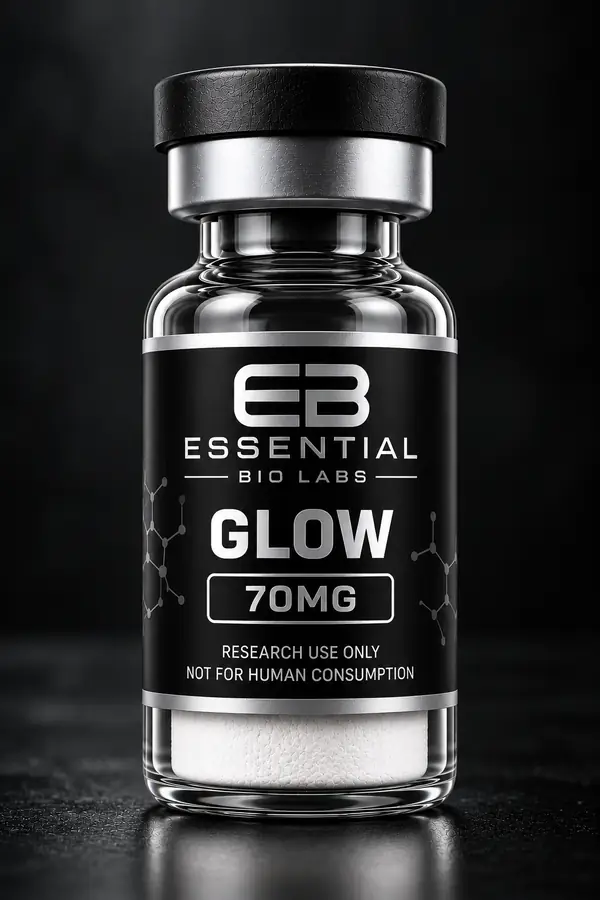 Essential Bio Labs GLOW 70mg research vial, lyophilized powder